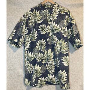 Reyn Spooner Mens Size 3XL Hawaiian Shirt Blue Leaves Resort Short Sleeve